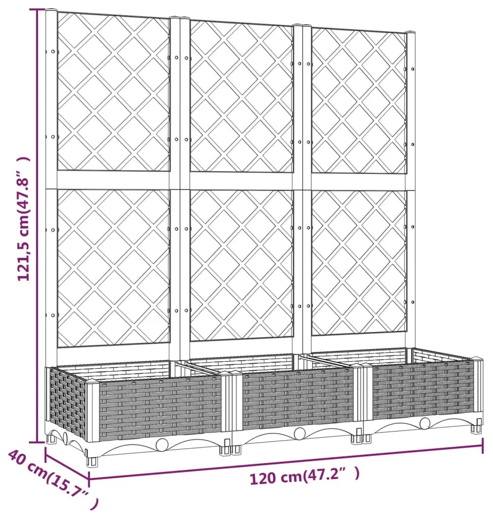 Ζαρντινιέρα Κήπου με Καφασωτό Καφέ 120 x 40 x 121,5 εκ. από PP - Καφέ