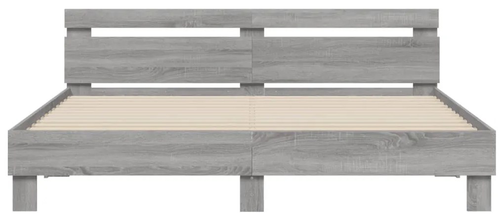 vidaXL Πλαίσιο Κρεβατιού με Κεφαλάρι Γκρι Sonoma 180x200εκ. Επεξ. Ξύλο
