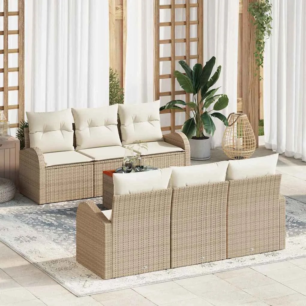 vidaXL Σετ Καναπέ Για Την Αυλή 7 Τεμαχίων Με Μαξιλάρια Μπεζ