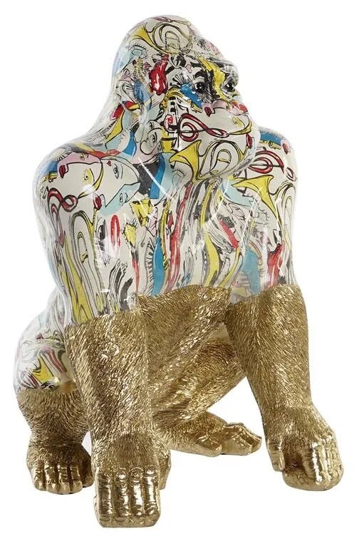 Διακοσμητική Φιγούρα DKD Home Decor 28,5 x 26,5 x 41 cm Χρυσό Πολύχρωμο Γορίλας