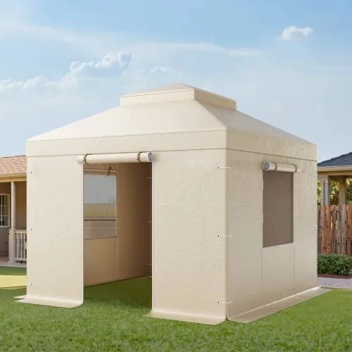 VEVOR Winter Gazebo Cover Fits 3.05 x 3.05 m Hardtop Gazebos, All-Weather Double-Tiered Gazebo Cover with Sidewalls & Windows, High-Density PE Enclosed Storage Shelter Covers, Gazebos not Included
