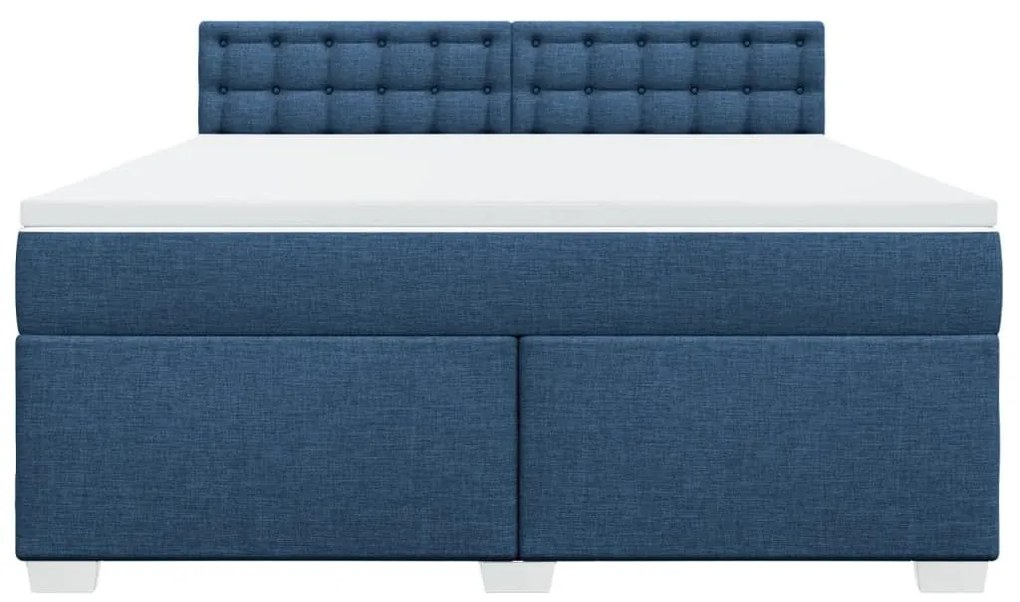 Κρεβάτι Boxspring με Στρώμα Μπλε 180x200 εκ. Υφασμάτινο - Μπλε