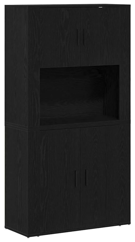 vidaXL Μπουφές Μαύρη δρυς 80 x 33 x 150 εκ Επεξεργασμένο ξύλο