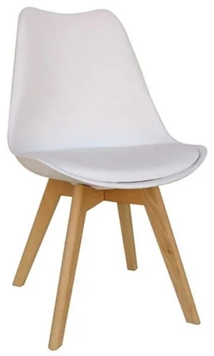 Καρέκλα Τραπεζαρίας Logan Plus 10.0013.S (Σετ 4τμχ) 58Χ49Χ82cm White Wood, Polypropylene, Technoderma