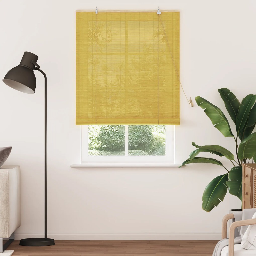 vidaXL Ρολά και Σκίες Παραθύρων Κίτρινο 100 x 220 cm Μπαμπού