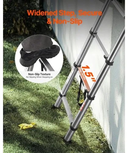 VEVOR Telescoping Ladder Stainless Steel Extension Step 10.5ft Portable Ladders