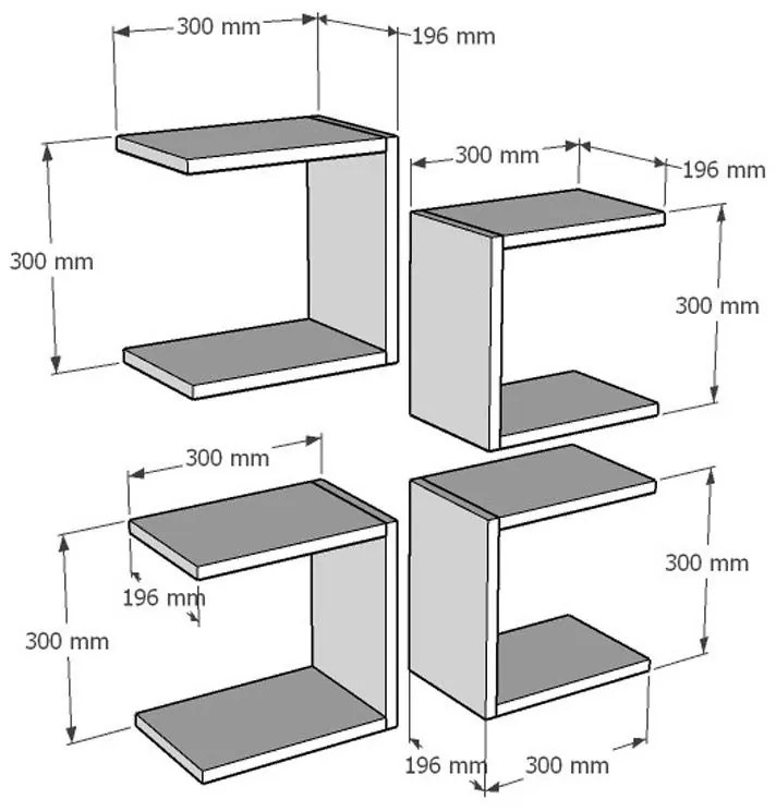 Ραφιέρα τοίχου Perari 4 τεμ. λευκό 30x19,6x30 εκ. 30x19.6x30 εκ.