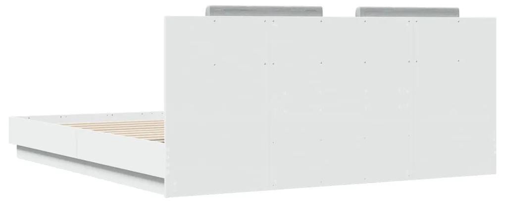vidaXL Πλαίσιο Κρεβατιού με Κεφαλάρι και LED Λευκό 160 x 200 εκ.