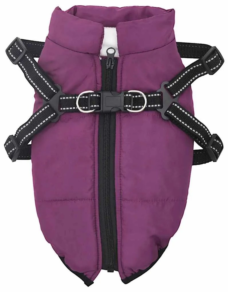 vidaXL Μπουφάν Σκύλου με ιμάντα Μοβ M Φλις και Πολυεστέρας