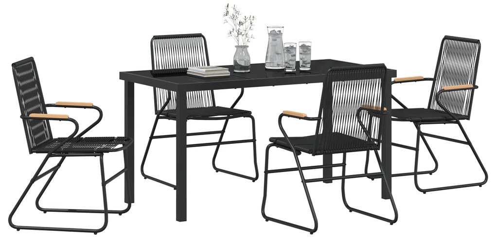 vidaXL Σετ Γευστικού Κήπου 5 Τεμαχίων σε Μαύρο PVC Rattan.