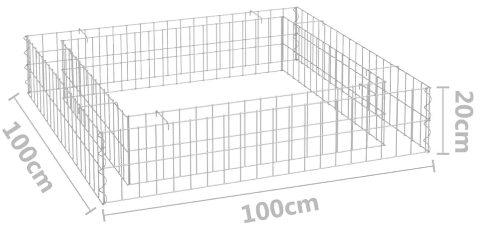 vidaXL Συρματοκιβώτιο-Γλάστρα Υπερυψωμένη 100x100x20 εκ. Γαλβ. Χάλυβας