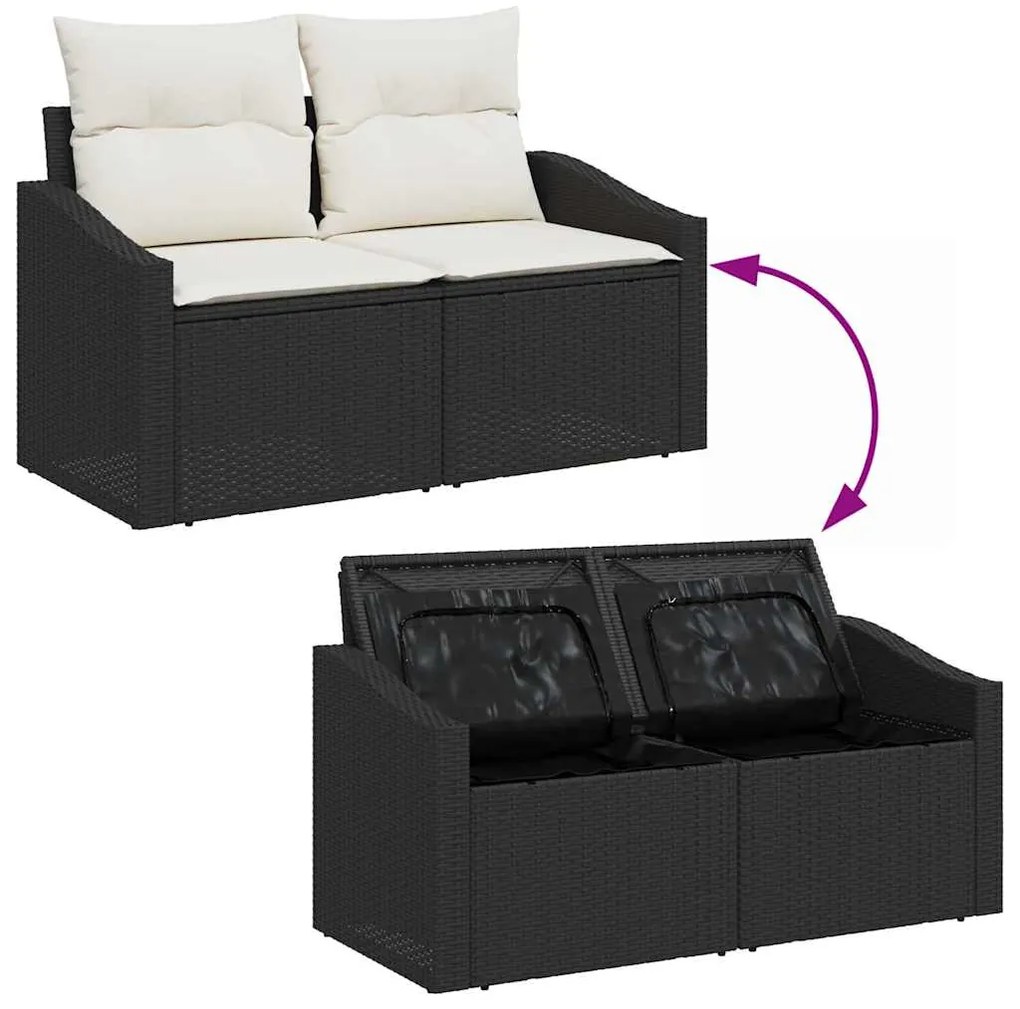 vidaXL Σετ Καναπέ Κήπου 9 pcs Μαύρο και Κρέμα 100 x 100 x 71 cm