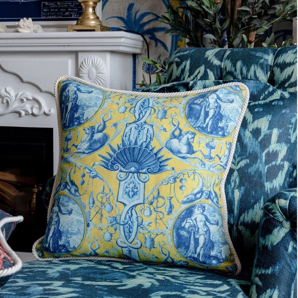 Μαξιλάρι Διακοσμητικό (Με Γέμιση) Calypso Lc40110 50X50Cm Yellow-Blue Mindthegap 50Χ50 Feather