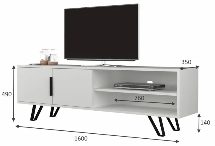 ΕΠΙΠΛΟ ΤΗΛΕΟΡΑΣΗΣ FOOT MEGAPAP ΧΡΩΜΑ ΛΕΥΚΟ 160X35X49ΕΚ.