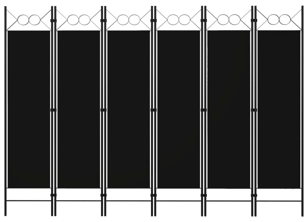 vidaXL Διαχωριστικό Δωματίου με 6 Πάνελ Μαύρο 240 x 180 εκ.