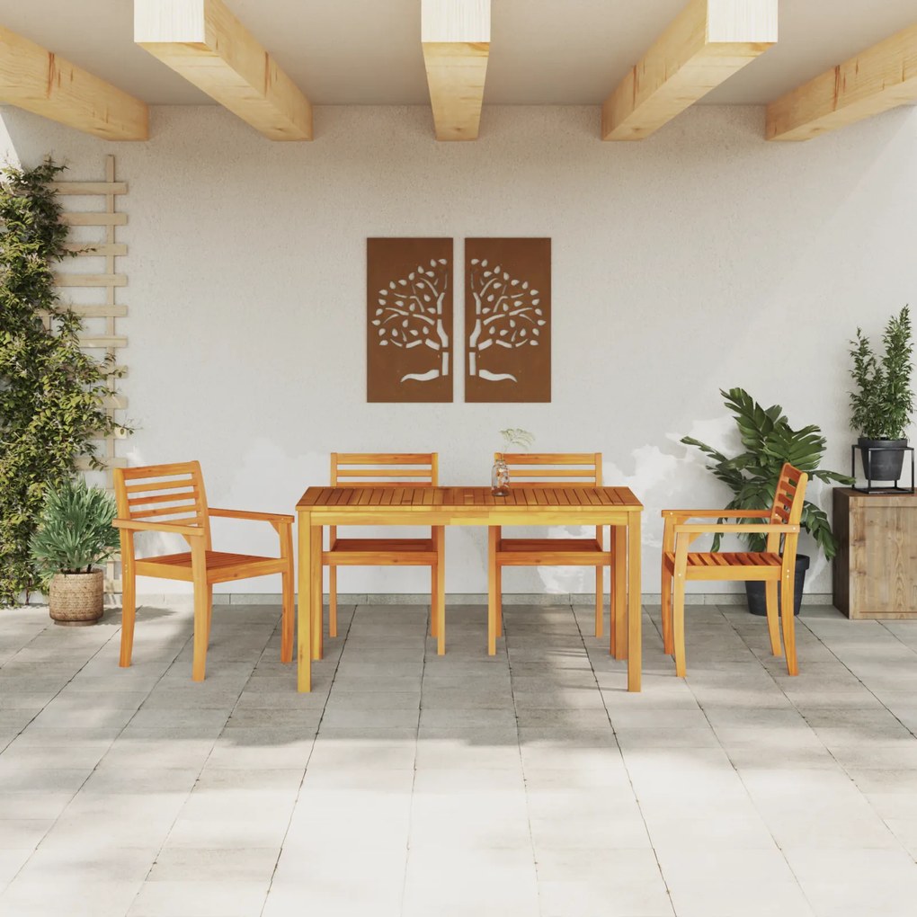 vidaXL Σετ Τραπεζαρίας 5 pcs Φυσικό Καφέ 150 x 90 x 74 cm