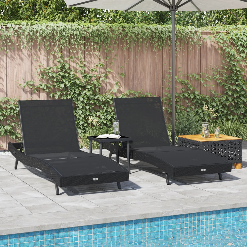vidaXL Ήλιος Λάουτζερ 3 pcs Μαύρο 40 x 40 x 40.5 εκ συνθετικό ρατάν