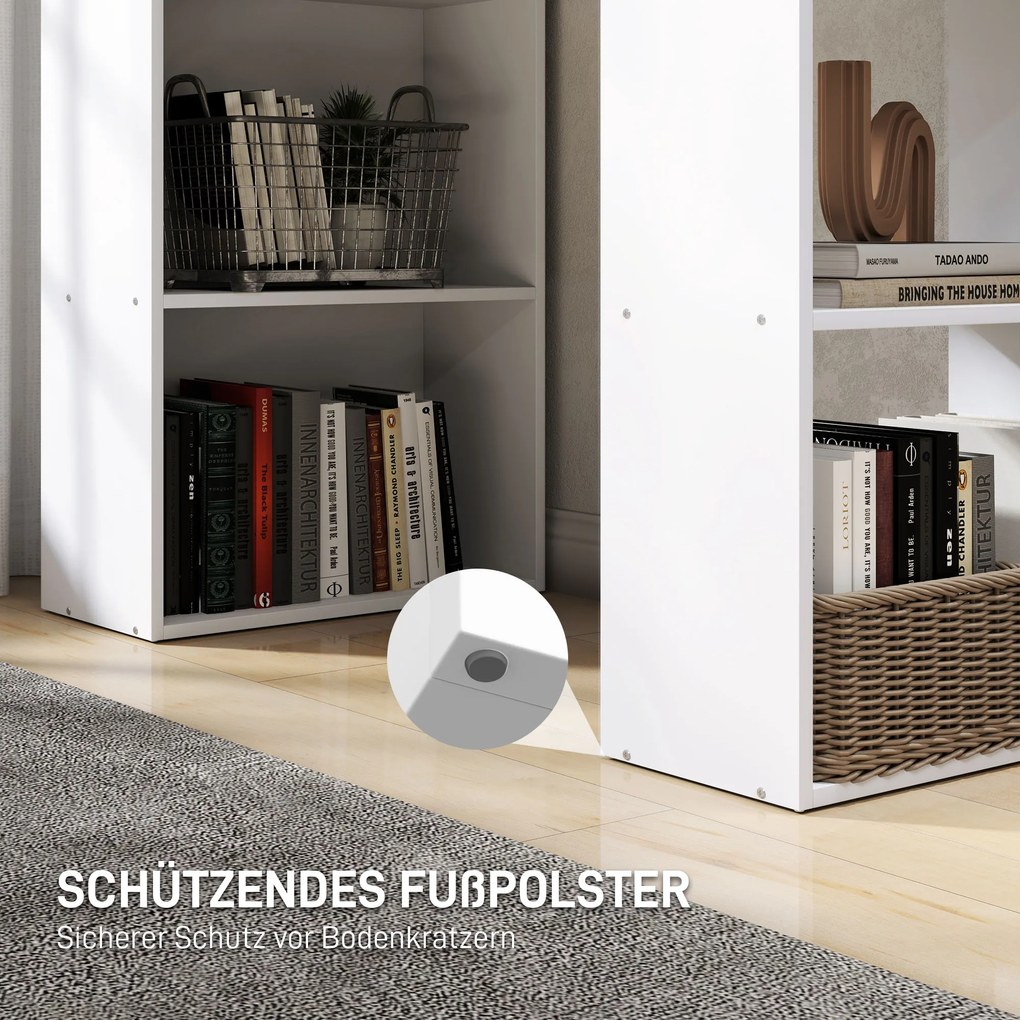 Γραφείο γραφείου επιτραπέζιο υπολογιστή, 2 ράφια, 5 ράφια, 120 cm x 55 cm x 120 cm, Λευκό