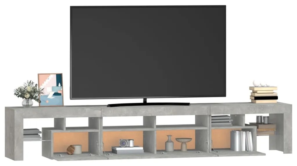vidaXL Έπιπλο Τηλεόρασης με LED Γκρι Σκυροδέματος 230x36,5x40 εκ.