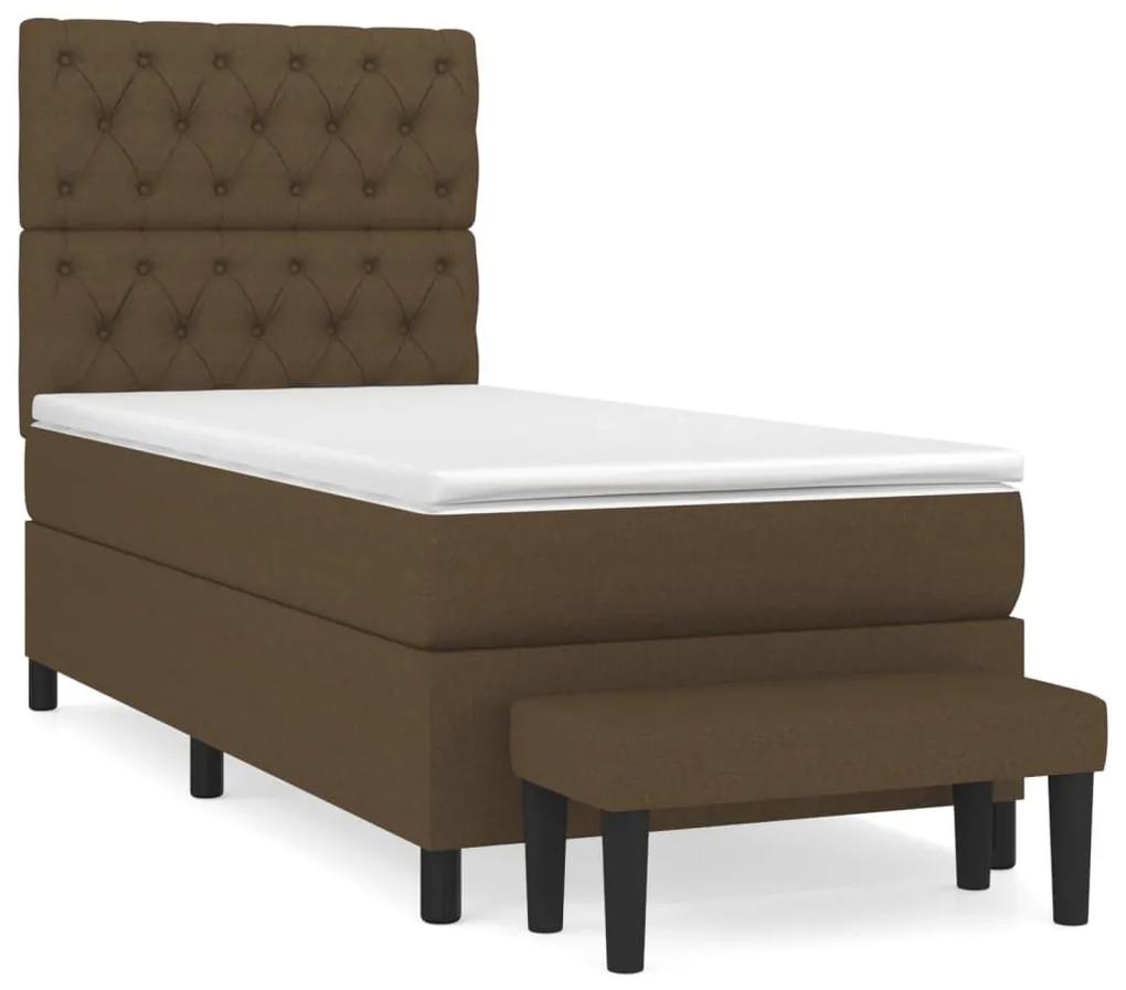 Κρεβάτι Boxspring με Στρώμα Σκούρο Καφέ 80x200 εκ. Υφασμάτινο - Καφέ