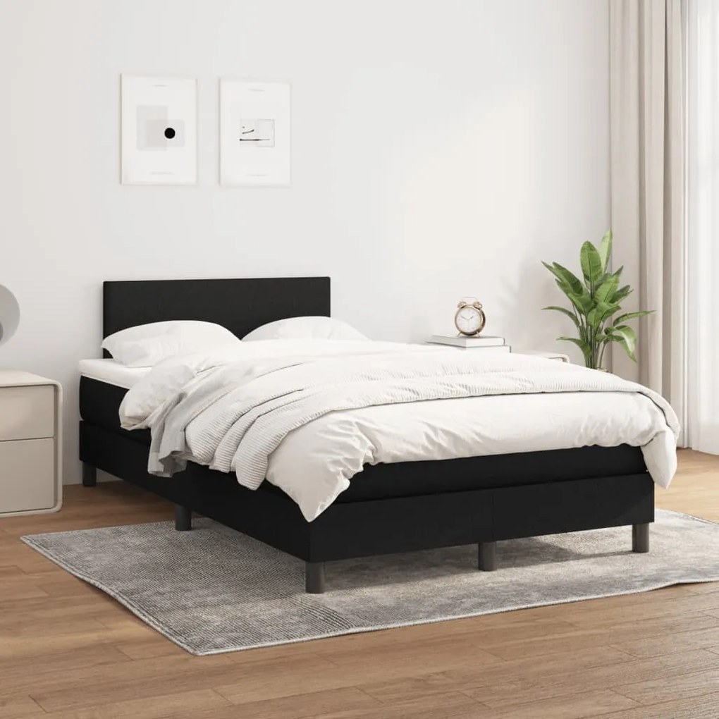 vidaXL Κρεβάτι Boxspring με Στρώμα Μαύρο 120x190 εκ. Υφασμάτινο