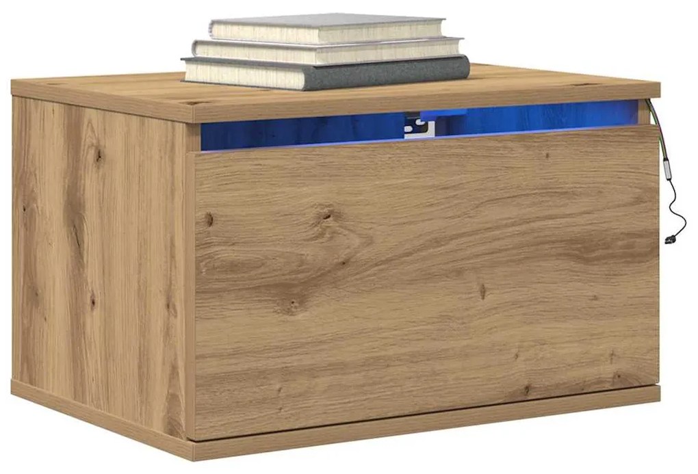 vidaXL Τοίχου κομοδίνο artisan δρυς 50 x 36 x 30 εκ Επεξεργασμένο ξύλο