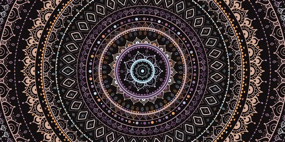 Εικόνα Mandala με ένα σχέδιο του ήλιου σε αποχρώσεις του μωβ - 100x50