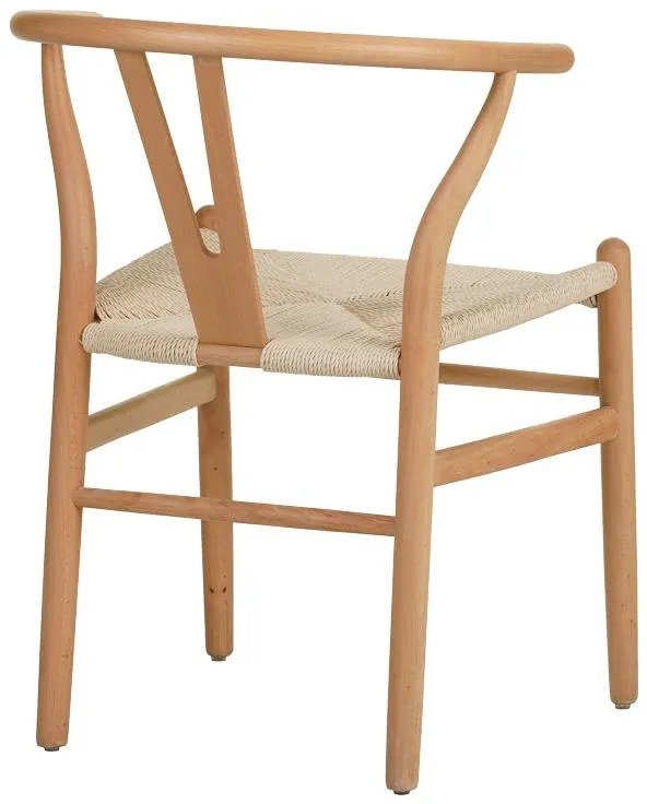 Καρέκλα Wishbone rubberwood-σχοινί σε φυσική απόχρωση 50x51x80εκ 53.5x57x74 εκ.