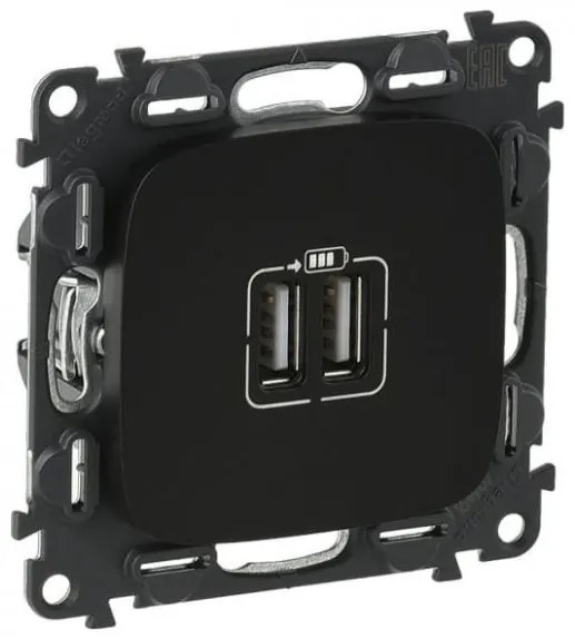 Πρίζα Φόρτισης 2xUSB 1500MA Μαύρο Valena Allure In'Matic 754998 Legrand-754998-Μαύρο 754998