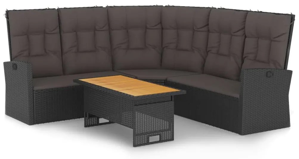 vidaXL Σαλόνι Κήπου Σετ 2 Τεμαχίων Μαύρο Συνθετικό Ρατάν με Μαξιλάρια