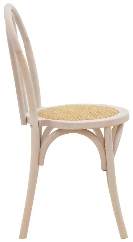 Καρέκλα Azhel white wash ξύλο οξιάς-έδρα φυσικό rattan 41x50x89εκ 41x50x89 εκ.