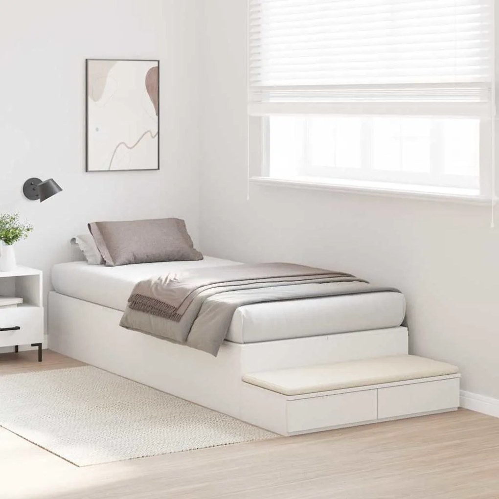 vidaXL Κρεβάτι με αποθηκευτικό χώρο Λευκό 236.5 x 90 x 31.5 εκατοστά