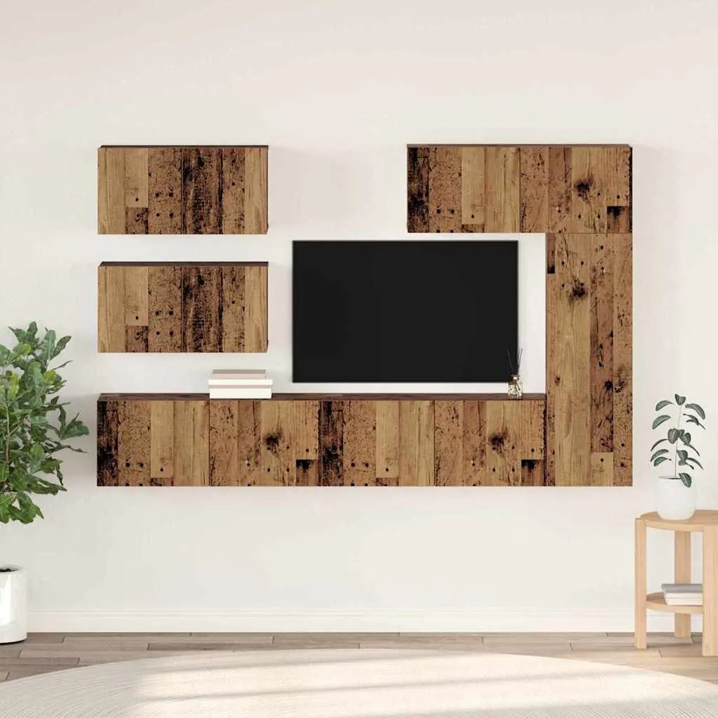 vidaXL Σετ επίπλου τηλεόρασης 6 pcs Παλαιό ξύλο 30.5 x 30 x 90 cm