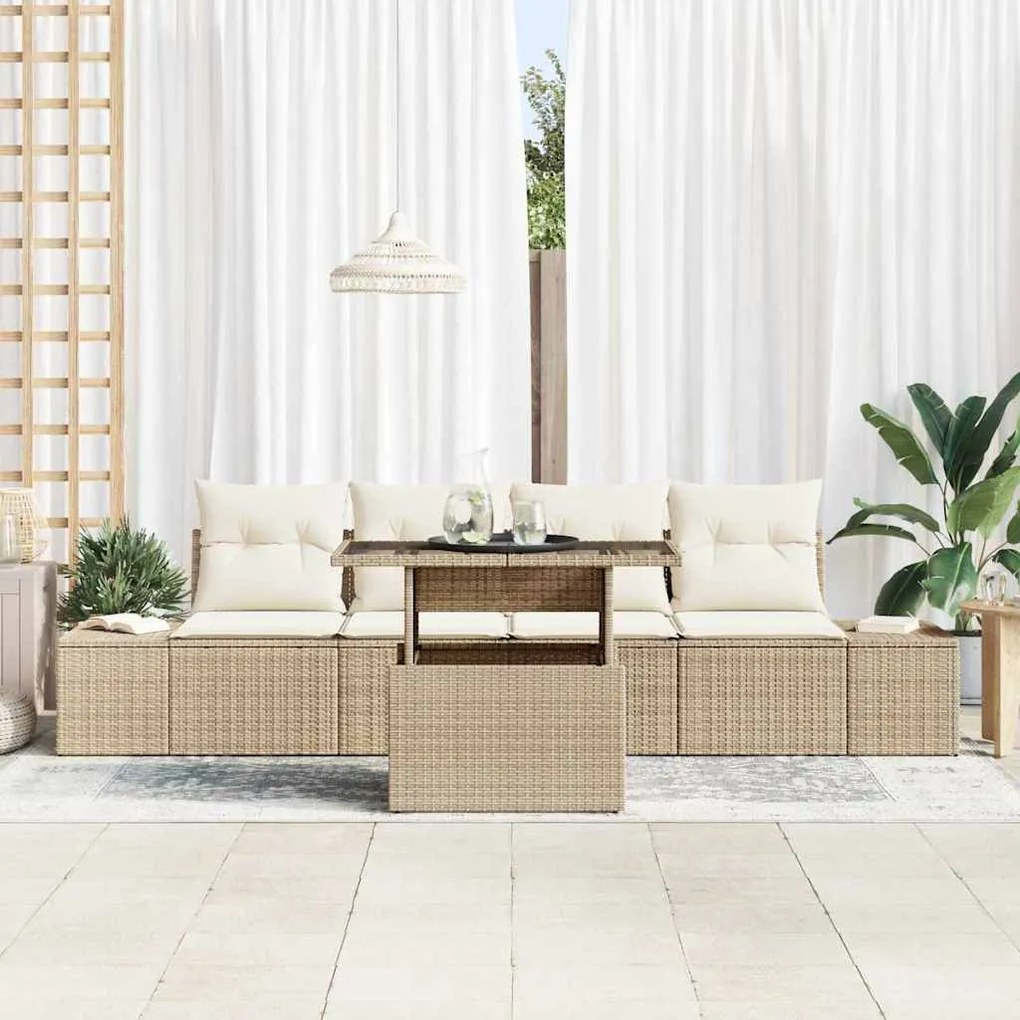 vidaXL Σετ Καναπέ Κήπου 5 pcs μπεζ και κρεμ 100 x 55 x 73 εκ