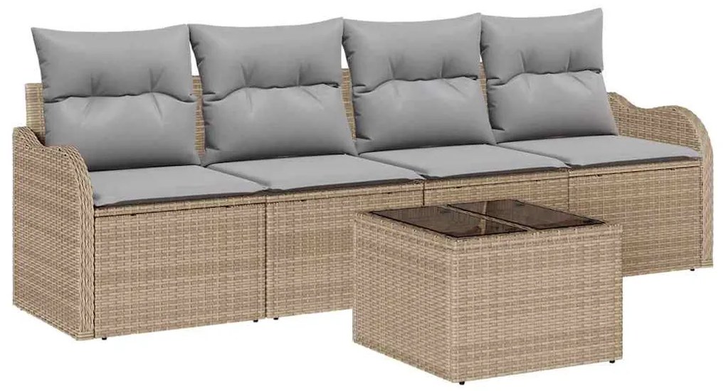 vidaXL Σετ Καναπέ Κήπου 5 pcs Μπεζ Πολυ ράταν