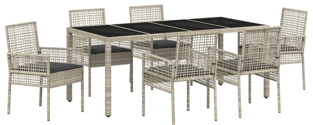 vidaXL Σέτ φαγητού για κήπο 7 pcs Ανοιχτό γκρι 190 x 90 x 75 cm