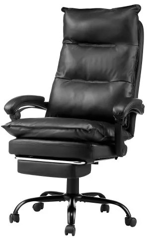 VEVOR Executive Office Chair High Back Chair with Footrest Lumbar Pillow Black