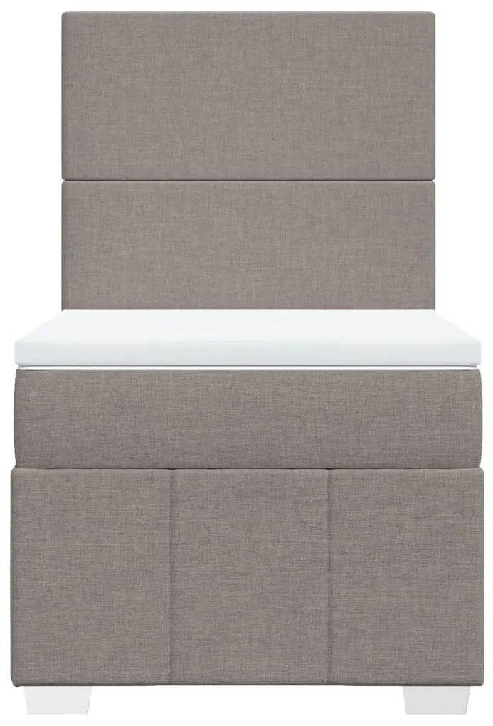 Κρεβάτι Boxspring με Στρώμα Taupe 90x200 εκ. Υφασμάτινο - Μπεζ-Γκρι