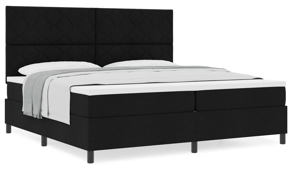 vidaXL Κρεβάτι με ελατήρια με στρώμα Μαύρο 200 x 200 cm ύφασμα