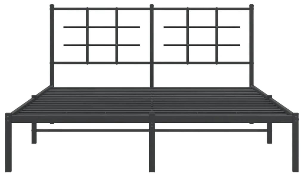 vidaXL Πλαίσιο Κρεβατιού με Κεφαλάρι Μαύρο 160 x 200 εκ. Μεταλλικό