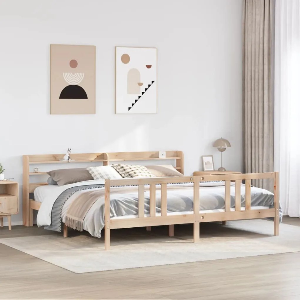 vidaXL Πλαίσιο Κρεβατιού με Κεφαλάρι 180x200 εκ. από Μασίφ Ξύλο Πεύκου