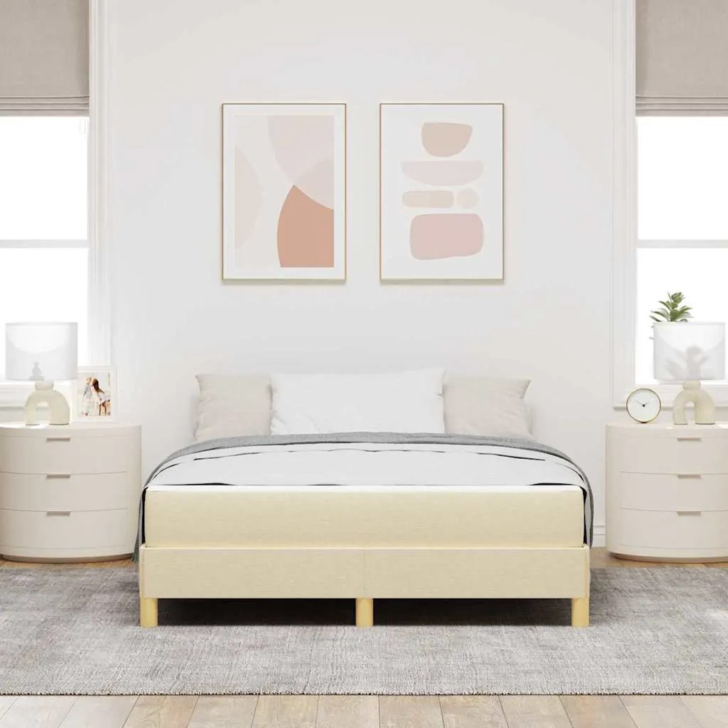 vidaXL Κρεβάτι με ελατήρια Κρέμα, Καφέ 140 x 190 cm