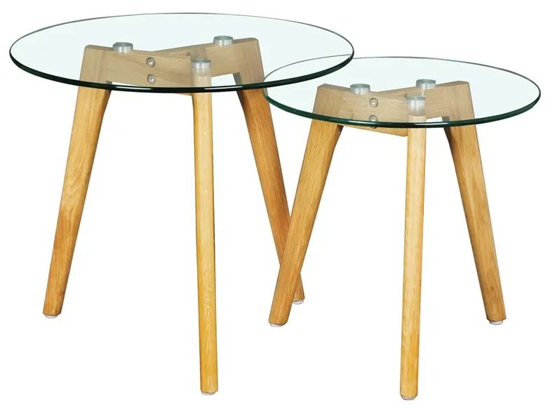 TARGET Τραπεζάκι Βοηθητικό Ξύλο - Γυαλί 8mm Φ 40cm H.41cm Ε7745,2