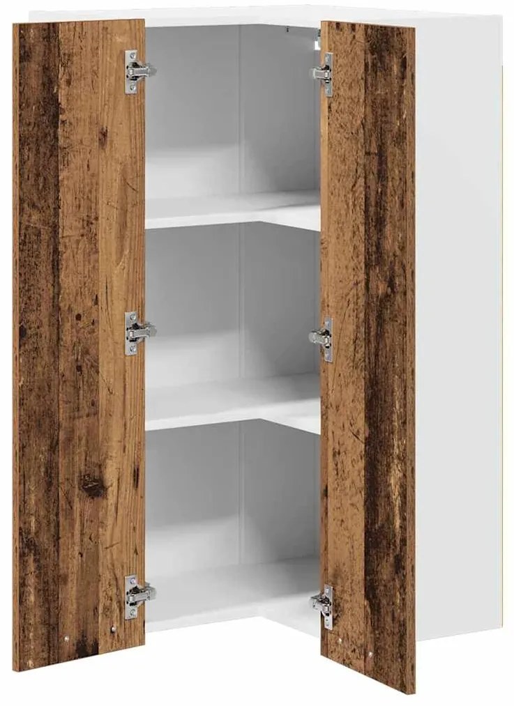 vidaXL Κρεμαστό ντουλάπι Παλαιό Ξύλο και Λευκό 57 x 57 x 100 εκ.