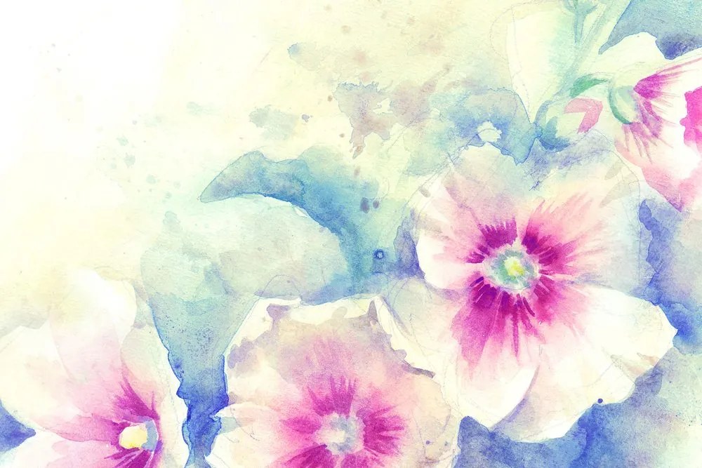 Εικόνα ακουαρέλα εικονογράφηση ροζ λουλούδια