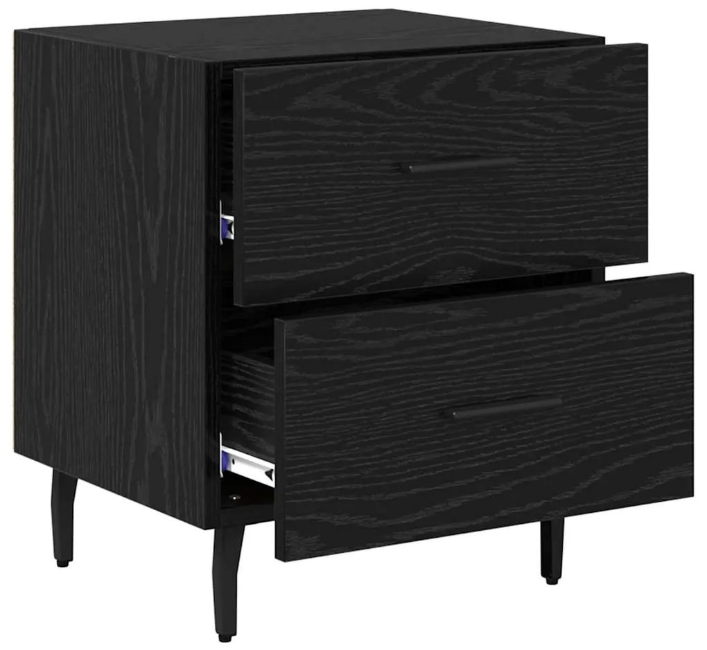 vidaXL Κομοδίνο 2 pcs Μαύρη δρυς 40 x 35 x 47.5 εκ Επεξεργασμένο ξύλο