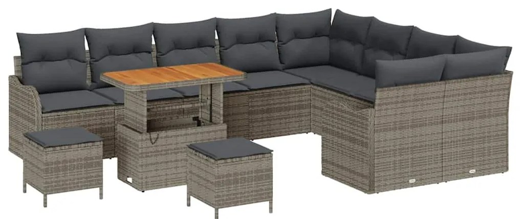 vidaXL Σετ Καναπέ Κήπου 12 pcs Γκρι συνθετικό ρατάν