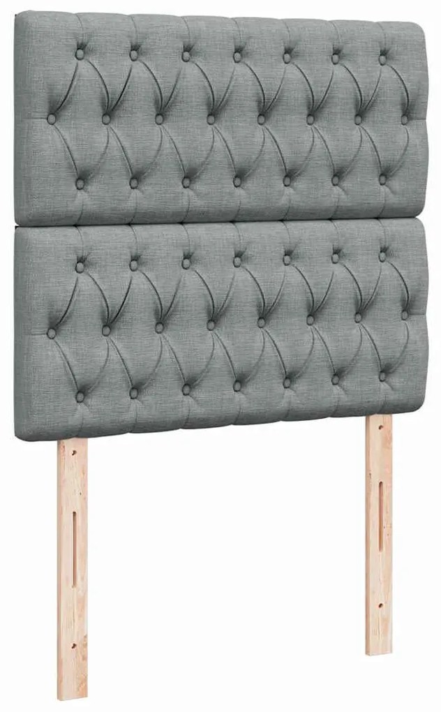 vidaXL Κρεβάτι Boxspring με Στρώμα Ανοιχτό Γκρι 90x200 εκ. Υφασμάτινο