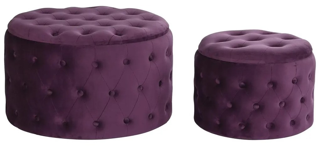 Υποπόδια DKD Home Decor Μοβ πολυεστέρας Βουργουνδίας Ξύλο MDF (70 x 70 x 42 cm)
