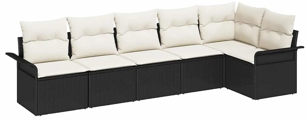 vidaXL Σετ Καναπέ Κήπου με μαξιλάρι 6 pcs Μαύρο Πολυ ράταν